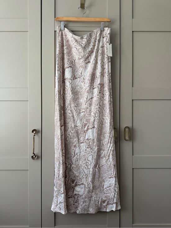 Anthropologie Dresses & Skirts - Anthropologie Tilda Long Satin Snake-Print Maxi Skirt in Beige